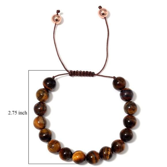 Yellow Tigers Eye Beaded Corded adjustable Bracelet 14kRG over copper - Picture 7 of 10